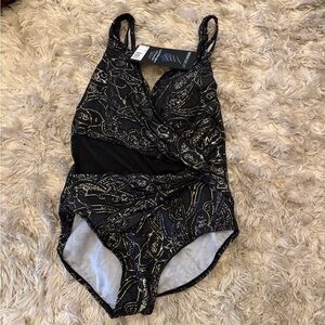 Miraclesuit Women's One Piece in Black and Gold/ stunning/ NW
